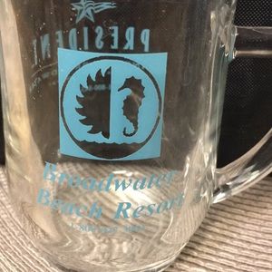 4 Glass Mugs with advertising. See photos